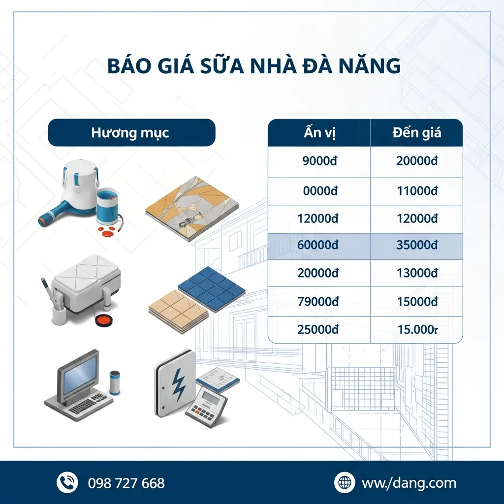 Bảng báo giá chi tiết các hạng mục sửa chữa nhà trọn gói tại Đà Nẵng mới nhất