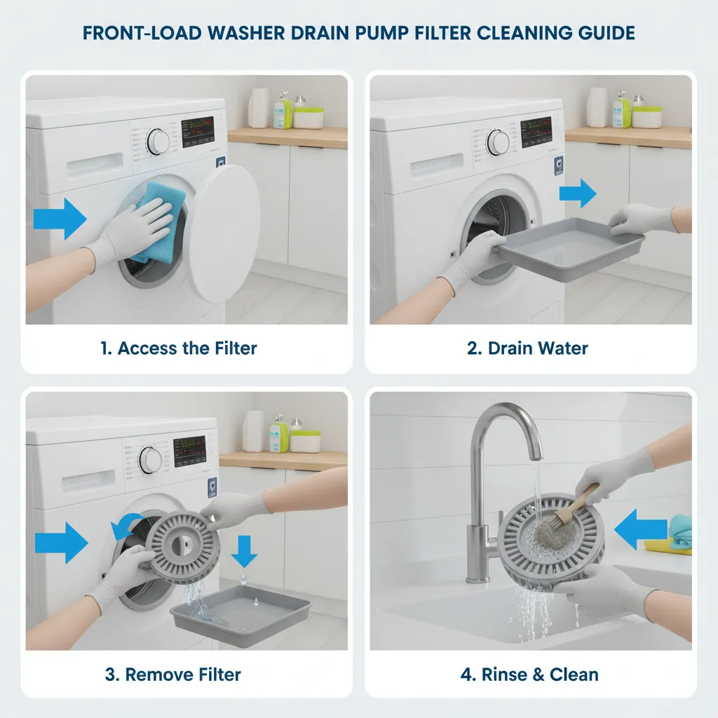 Hướng dẫn chi tiết các bước vệ sinh lưới lọc bơm xả máy giặt tại nhà đơn giản và hiệu quả