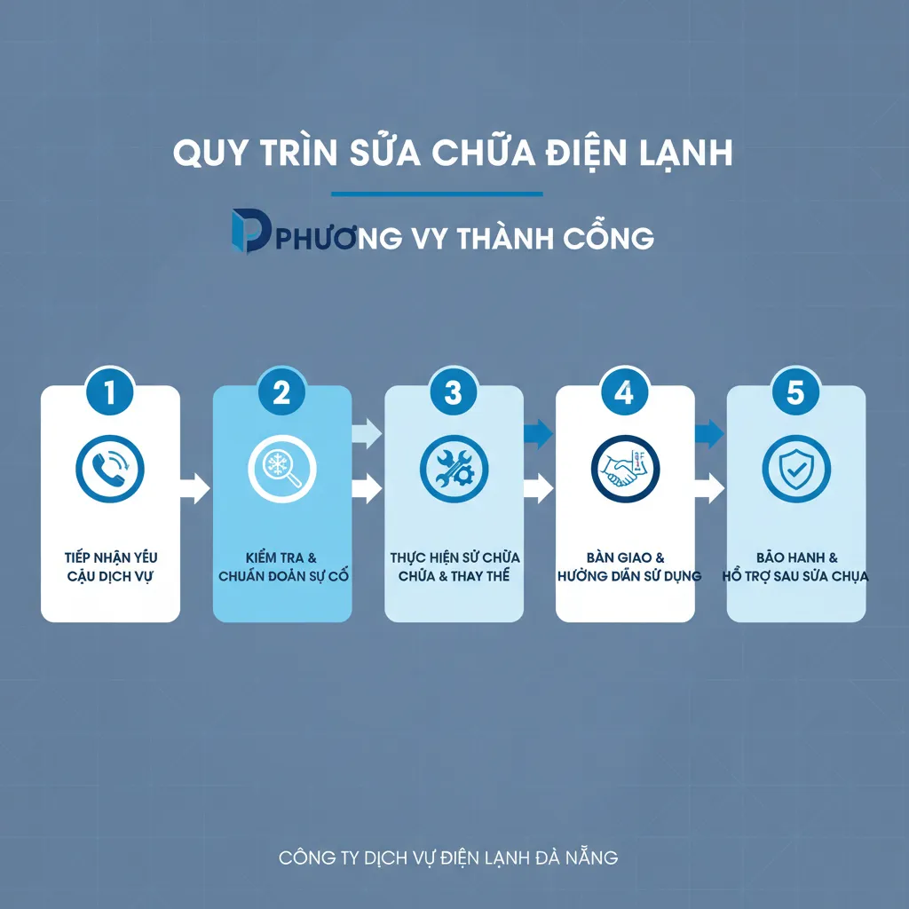 Quy trình 5 bước sửa chữa điện lạnh chuyên nghiệp tại Đà Nẵng của Phương Vy Thành Công