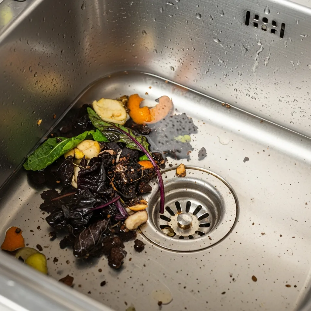 Bồn rửa bát bị tắc nghẽn đầy rác thải cần dịch vụ thông cống nghẹt Đà Nẵng uy tín chuyên nghiệp.