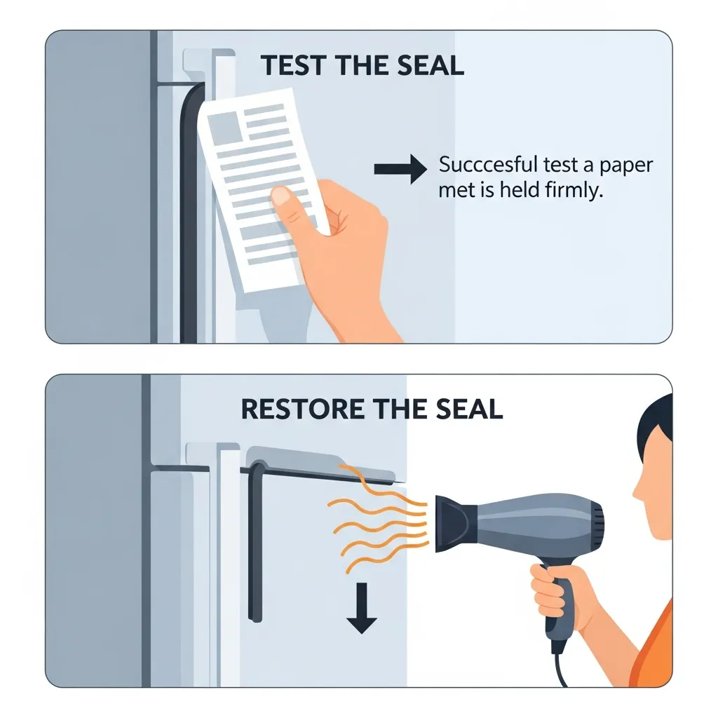 Cách kiểm tra gioăng tủ lạnh bằng tờ giấy và khắc phục bằng máy sấy tóc đơn giản tại nhà