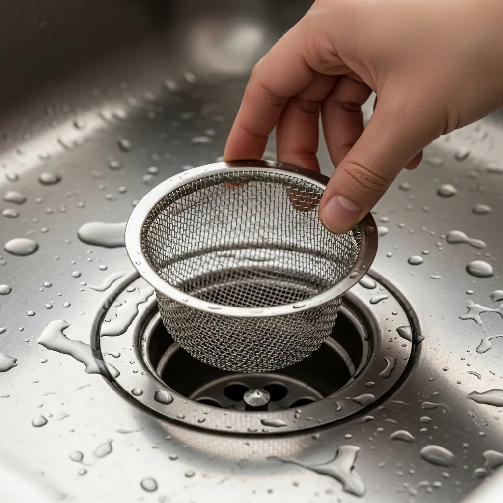 Đặt lưới lọc rác inox vào bồn rửa bát để ngăn chặn tình trạng cống bị nghẹt hiệu quả