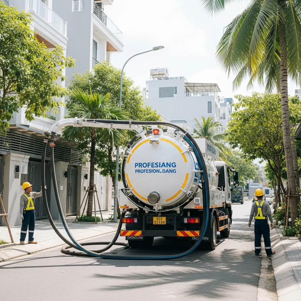Dịch vụ hút hầm cầu Đà Nẵng chuyên nghiệp với xe bồn hiện đại và quy trình xử lý sạch sẽ